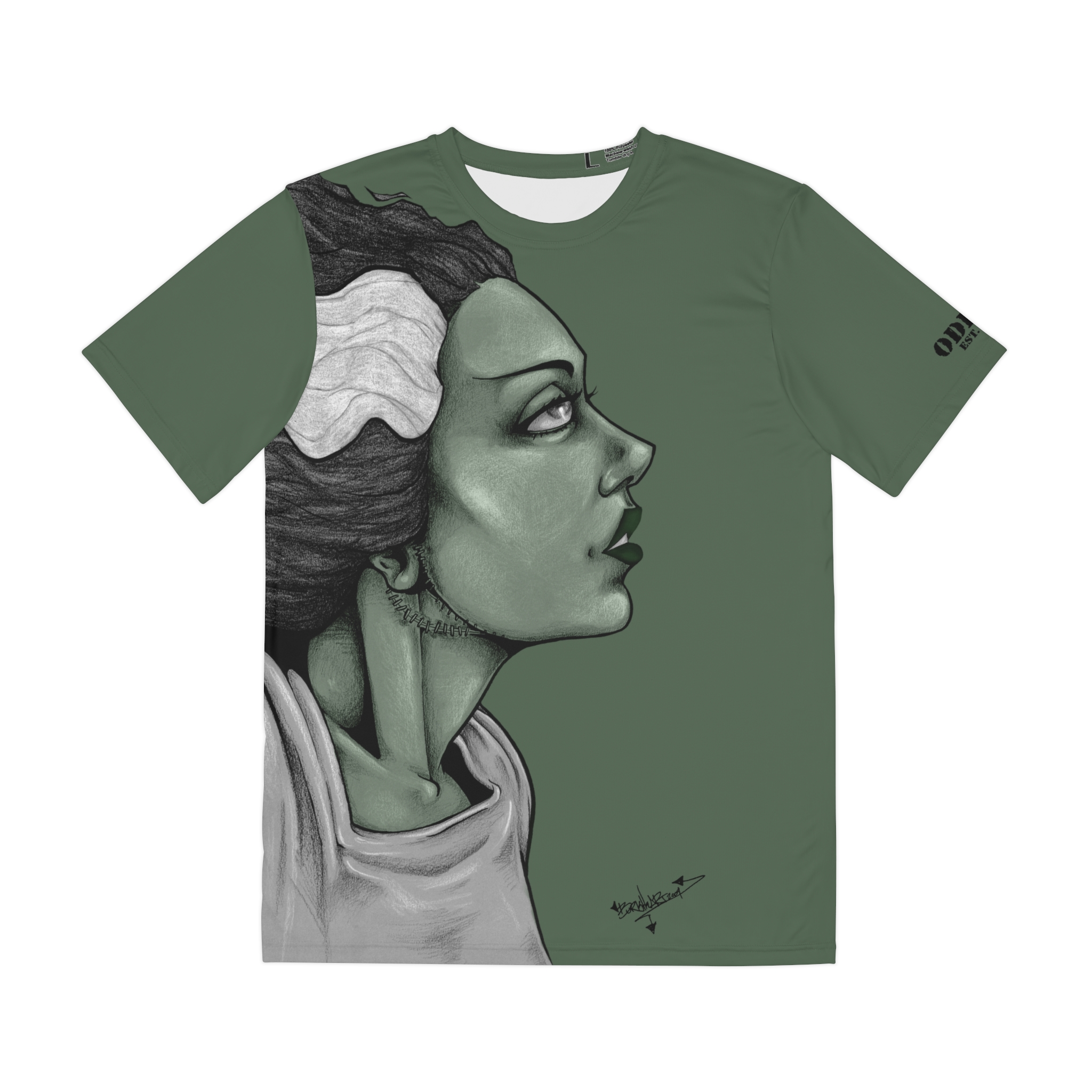 Bride of Frankenstein. - Dark Green Tee