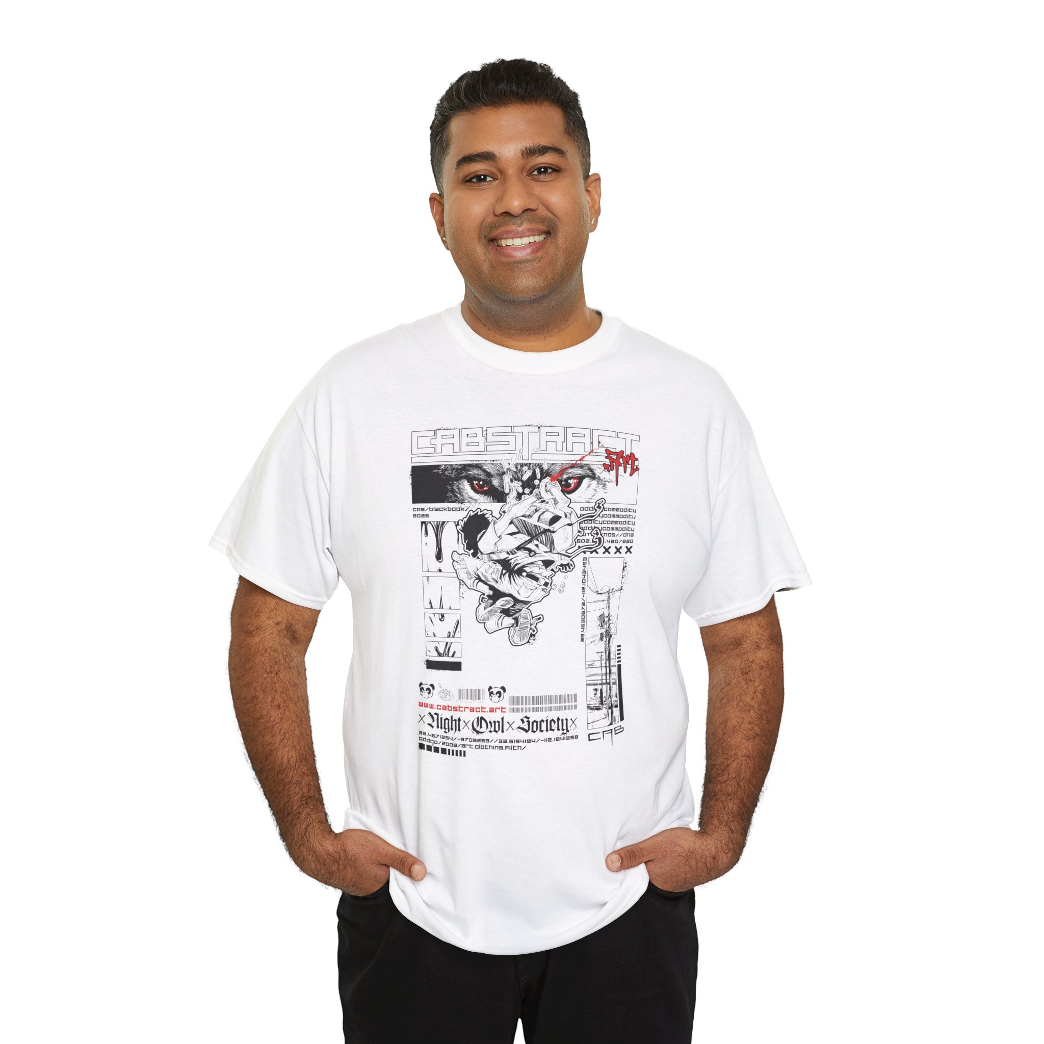 CABSTRACT 2025 : Black & Red on White : Casual Tee - Image 2